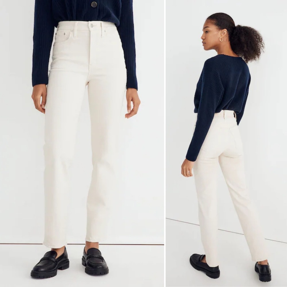 Madewell Perfect Vintage Straight Jeans 31 ivory off-white high rise relaxed fit